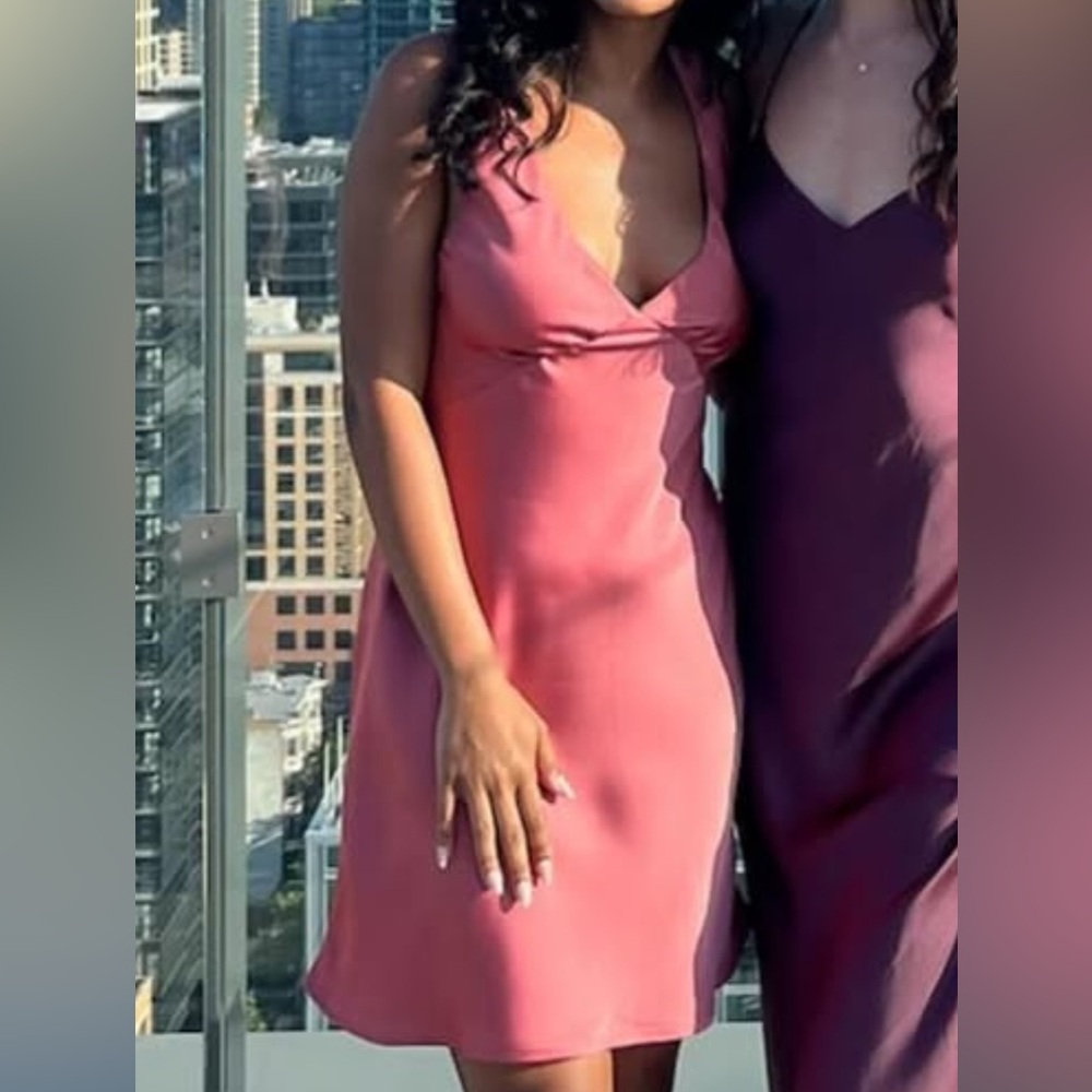 Satin Pink Mini Dress